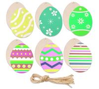 Easter Wooden Crafts Wood Ornaments Kits, Easter Hanging Decorations Egg Shaped Blank Wood Cutout Chips Easter, DIY Eggs Hanging Set,Kids Painting Arts Crafts for for Kids Painting Arts Crafts Spring