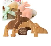 Easter Wooden Figurine, Tabletop Christian Empty Tomb, 6 Inch Faith Inspired Display for Holiday Celebration, Hand Carved Detailing Natural Finish, Religious Home Collection, Office Mantle Shelf