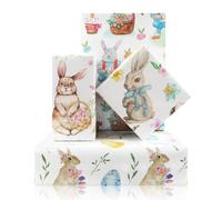 Easter Wrapping Paper for Kids and Adults,Wildflower Bunny Chick Egg Patterns Gift Wrap Paper for Easter Basket, Baby Shower, Birthday, Spring Celebration - 19.7 x 27.6 inches, 4 Styles