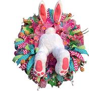 Easter Wreath, 55x40cm Rabbit Bunny Easter Wreath for Front Door Easter Decorations,Artificial Bunny Spring Wreath For Home Wall Decor Farmhouse Festival H Home Door Wreaths Outdoor