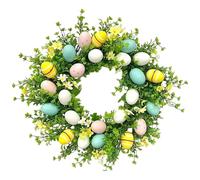 Easter Wreath - Artificial Green Plants with Eggs as Decoration - 50 cm Flower Wreaths for Front Door | For Door Window Entrance Wall Living Room Bedroom Kitchen Farmhouse Outdoor