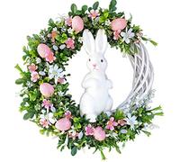 Easter Wreath Door Hanging Decoration, Easter Bunny Egg Wreath Acrylic Rabbit Egg Wreath Indoor Outdoor Easter Hanging Ornaments Home Front Door Party Decorations (rabbit listing)