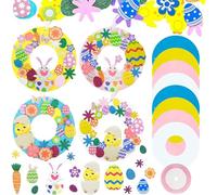 Easter Wreath, Easter Decorations, 8 PCS Easter Wreath Front Door Kit, Easter Crafts Bunny Wreath Spring Crafts, Easter Garland for Easter Decorations Home Wall Window Door Decoration