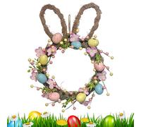 Easter Wreath, Festive Garland with Artificial Flowers and Easter Eggs, Wall Decoration with Easter Bunnies and Welcome Wreaths, for Home, Country House Style, Holiday Decoration, Wall, Patio