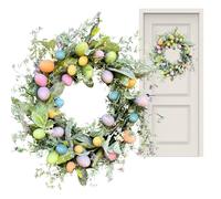 Easter Wreath For Front Door | 45cm Artificial Easter Eggs Wreath | Door Wreaths Outdoor | Faux Spring With Eggs | Colorful Eggs For Home Decoration