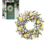 Easter Wreath For Front Door, 50cm Artificial Easter Eggs Wreath, Door Wreaths Outdoor, Faux Spring With Eggs, Colorful Eggs For Home Decoration, Porch, Living Room (Multicolor-A)