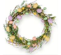 Easter Wreath For Front Door, 50cm Artificial Easter Eggs Wreath, Door Wreaths Outdoor, Faux Spring With Eggs, Colorful Eggs For Home Decoration, Porch, Living Room (Multicolor-B)