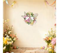 Easter Wreath for Front Door Easter Bunny Wreath Door Floral Arrangement With Bow For Wall Welcome (48x40cm)