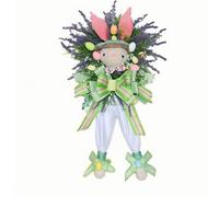 Easter Wreath Front Door Rabbit Wreath Decoration Easter Decor Garland False Flower Xmas Cottage Farmhouse Wreaths Wall Window Hanging Ornaments Front Porch Christmas Decorations (White, One Size)
