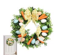 Easter Wreath, Handmade Egg Carrot, 15in Festive Garland for Door, Rattan Base with Soft Florals, Spring Decoration with Cheerful Theme, porch use outdoor window wall indoor family gatherings friends