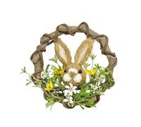 Easter Wreath With Bunny Face & Flowers - Brown