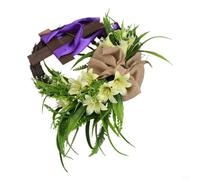 Easter Wreath with Cross, Grapevine Base with Faux Lilies,