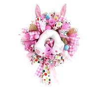 Easter Wreaths, Bunny Wall Decorations Holiday Wreaths, 30cm Spring Door Mantle Decorative Accent, Artificial Flowers Bunny Garland Detail Set, Home Wall Hanging with Hooks, for Fireplace Kitchen