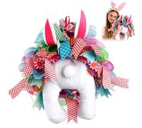 Easter Wreaths for Front Door,Easter Thief Bunny With Ears Wreath,Door Wreaths Bunny Decorations Outside Home, Easter Reef Decor Happy Spring Outdoor Daisy Garland Farmhouse Flower Chick Nest (White)