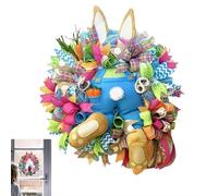 Easter Wreaths For Front Door,Easter Thief Bunny With Ears Wreath, Rabbit Garland Wreath,Easter Reef Decor Happy Spring Outdoor Daisy Garland Farmhouse Flower