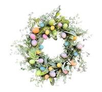 Easter Wreaths For Front Door | Spring Wreaths Decorations With Colorful Eggs | Artificial Easter Wreath Decorations | Floral Design Door Hanger For Easters Spring Decoration
