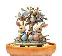 Easter Yard Stakes | Decorative Rabbit Garden Stake with Eggs Outdoor Decorations - Decorative Garden Stakes Animal Shape, 30cm Acrylic 2D Rabbit Eggs, Stakes
