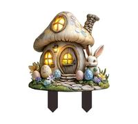 Easter Yard Stakes, Easter Yard Signs, Mushroom House, Outdoor Easter Insert, Outdoor Garden Signs - Outdoor Waterproof Garden Inserts for Flower Beds, Courtyards