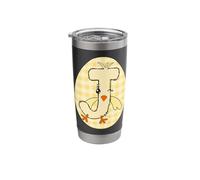 Easter Yellow Gingham Chick Initial J Letter Name Plaid Egg Stainless Steel Insulated Tumbler