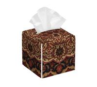 Eastern Accent Vintage Persian Pattern 1 Square Leather Tissue Box Cover Premium Decorative Organizer with Non-Slip Base for Bathroom Vanity Nightstand Countertop
