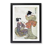 Eastern Beauties By Kitao Shigemasa Asian Japanese Framed Print | A2 Black Framed Wall Art | Ready to Hang | Asian Nature Picture | Living Room Bedroom Lounge Office