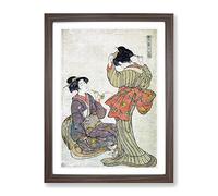 Eastern Beauties By Kitao Shigemasa Asian Japanese Framed Print | A3 Walnut Framed Wall Art | Ready to Hang | Asian Nature Picture | Living Room Bedroom Lounge Office