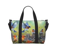 Eastern Blue Bird Printed Travel Tote Bag, Large Capacity Gym Bag, Lightweight Weekend Travel Shoulder Bag, Unisex