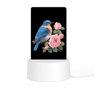 Eastern Bluebird and Pretty Roses Acrylic Night Light Personalised Nightlight Bedside Lamp for Friends Ladies