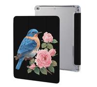 Eastern Bluebird And Pretty Roses Case Compatible for IPAD 2017/2018/Air1/Air2 (9.7in) Tablet Cases Protective Stand Cover