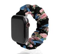Eastern Bluebird And Pretty Roses Replacement Watchband Cute Printed Watch Strap Elastic Solo Loop Bands Compatible for Apple Watch 42mm/44mm