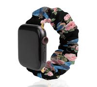 Eastern Bluebird And Pretty Roses Replacement Watchband Cute Printed Watch Strap Elastic Solo Loop Bands Compatible for Apple Watch 38mm/40mm