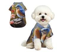 Eastern Bluebird Dog Shirts Hawaii Dog Clothes Cool Breathable Pet Summer Polo T-Shirts for Hot Days