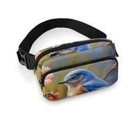 Eastern Bluebird Fanny Pack for Women, Personalized Waist Bag with Multi-Pockets for Men, Belt Bag for Travel, Crossbody Bags with Zipper, Adjustable Bum Bags for Running