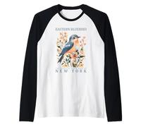 Eastern Bluebird New York State Bird Art Raglan Baseball Tee