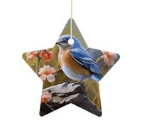 Eastern Bluebird Ornament with String, Keepsake Hanging Decorations,Ceramic Ornaments for Women Men Indoor Home Holiday Party Gifts