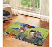 Eastern Bluebird Patterned Pet Feeding Mat with Water-Absorbing PU Top & Rubber Base - Anti-Slip Dog Cat Food Mat for Cats, Dogs & Pets, 40x60cm