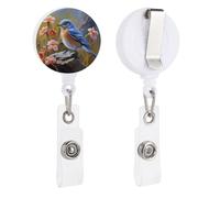 Eastern Bluebird Retractable Badge Holder with Clip Badge Reels ID Card Vertical Lanyard Holder with Carabiner Reel Clip Badge Holder for Office Work Employee