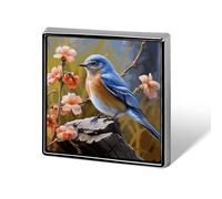 Eastern Bluebird Square Lapel Pin Printed Aluminum Alloy Memorial Pins Cute Funny Square Brooch Personalized Lapel Badge for Coats Suit Jackets And Wedding Gift