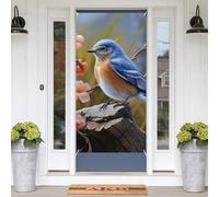 Eastern Bluebird Welcome Door Cover Spring Door Cover with Rope Spring Easter Seasonal Welcome Decoration Porch Sign Banner for Holiday Party Photo Background Backdrop Front Door Hanging Banner