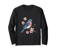 Eastern Bluebird with Blossoms Bird Nature Wildlife Art Long Sleeve T-Shirt