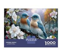 Eastern Bluebirds 1000 Pcs Recycled Cardboard DIY Jigsaw Puzzle Gift Forest Stream for Couples Date Night Group Activity Cognitive Stimulation 70x50cm/1000pcs