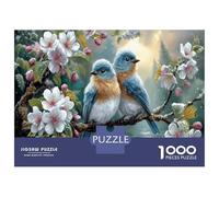 Eastern Bluebirds 1000 Piece Puzzle Home Decor Forest Stream for Senior Leisure Enthusiasts Brain Training Retirement Gift 38x26cm/1000pcs
