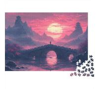 Eastern Bridge Sunset 1000 Piece Jigsaw Puzzle Moon Bridge Sunset for Adult Educational Games Home Decoration Difficult Challenging Male And Female Birthday 52x38cm Gifts