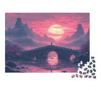 Eastern Bridge Sunset Jigsaw Puzzles for Adults Interesting Puzzle Game 1000 Jigsaws Impossible Puzzle Home Decoration Gifts 38x26cm/1000pcs
