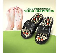 EASTERN CLUB Unisex Magnetic Therapy Spring Acupressure Foot Massager Sandals, 7UK (Black)