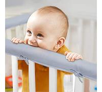 Eastern Corridor-EU 3pcs Baby Crib Rail Cover Protector Set - Cot Rail Protectors Safe Teething Guard Wrap for Standard Crib - 128x18 cm/68x18 cm Cot Teething Rail Protectors (Grey)
