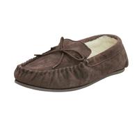 Eastern Counties Leather Unisex Wool-blend Hard Sole Moccasins - Chocolate - 12 UK-13 UK - Chocolate - 100% Leather