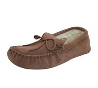 Eastern Counties Leather Unisex Wool-blend Soft Sole Moccasins - Camel - 1 UK-2 UK - Camel - 80% Suede/20% Wool