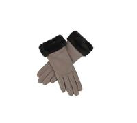 Eastern Counties Leather Womens Debbie Faux Fur Cuff Gloves - Grey - M - Grey - 90% Leather/10% Faux Fur