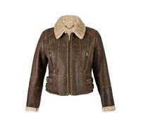 Eastern Counties Leather Women's Ella Cropped Sheepskin Flying Jacket - Chocolate Forest - 12 - Chocolate Forest